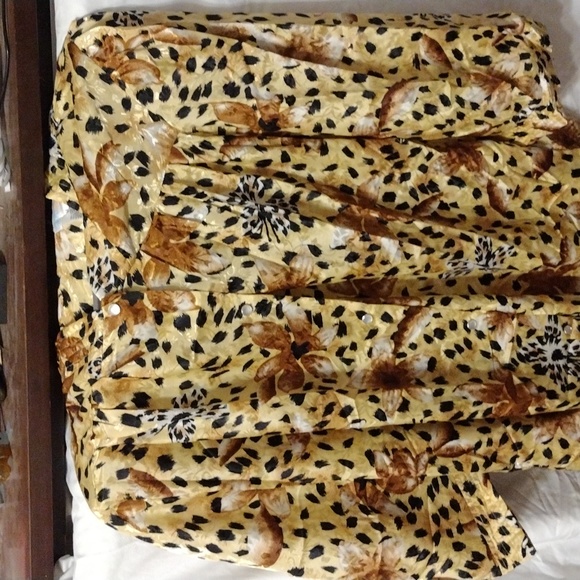 Vintage Leopard Print Hawaiian Caftan House Dress - Picture 2 of 4